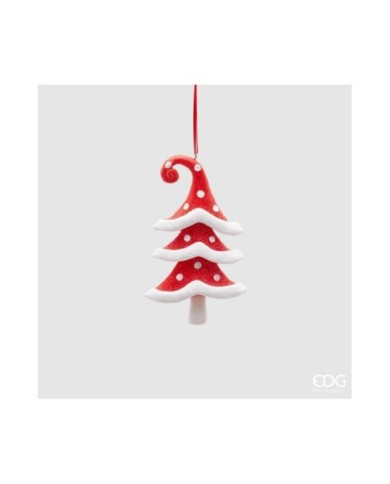 Decoro albero. clay. col. bianco/rosso. h. 14