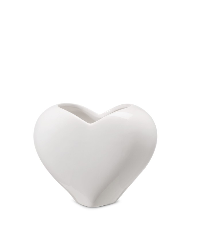 Vaso "cuore". ceramica h. 10.5 cm col. bianco lucido