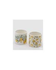 Vaso "sicily". ceramica h. 14 diametro 15 col. bianco/giallo(il prezzo fa riferimento al singolo vaso)