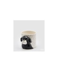 Vaso "black dog". ceramica h. 15 diametro 15 col. bianco/nero