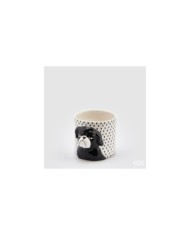 Vaso "black dog". ceramica h. 12 diametro 12 col. bianco/nero