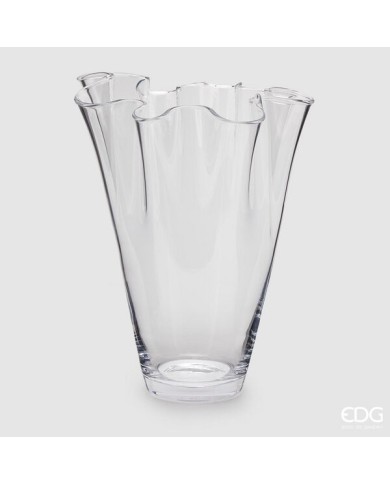 Vaso "Drappo". vetro. h. 40 diametro 30 col. naturale