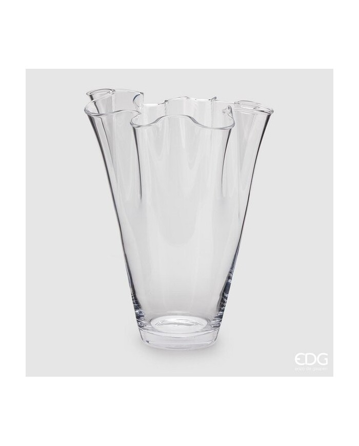 Vaso "Drappo". vetro. h. 40 diametro 30 col. naturale
