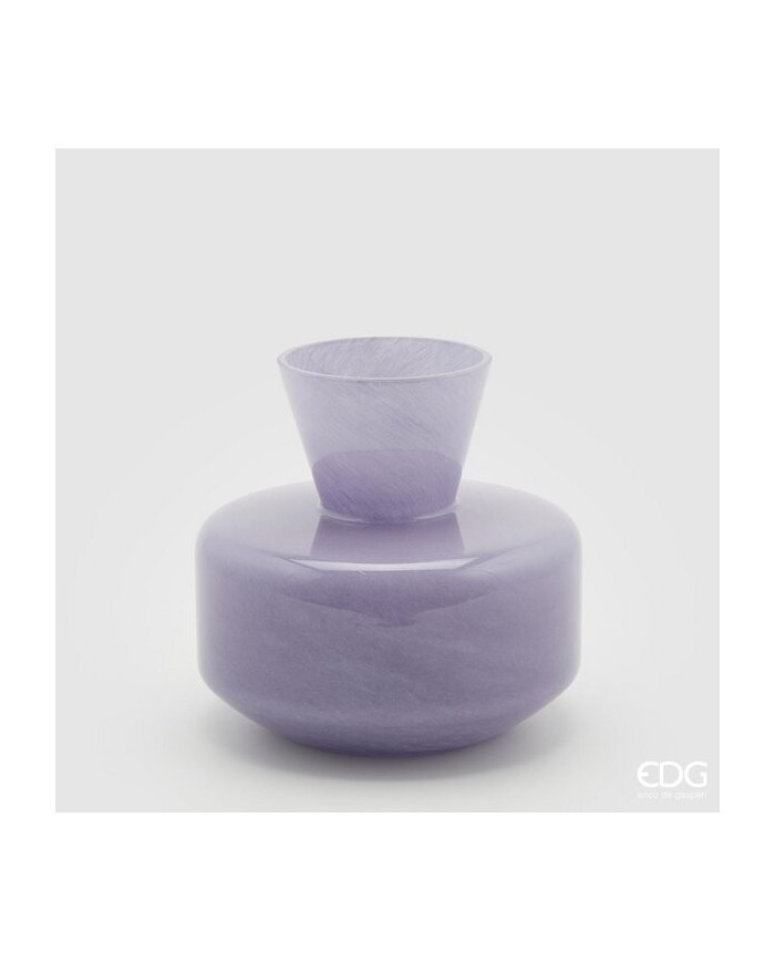 Vaso rotonco con collo. h. 20 diametro 21 cm col. lavanda