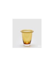 Vaso con bordo. vetro. h. 21 diametro 18 cm base larga.col. ambra