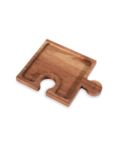 Vassoio alimentare in legno d'acacia con porta calice a puzzle