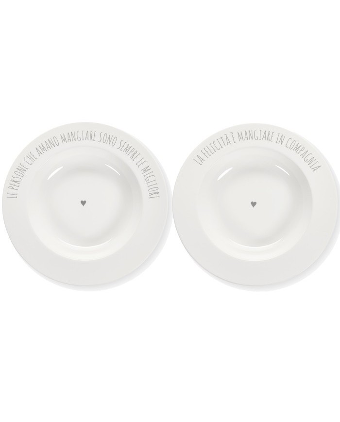 Piatto fondo My home con dedica ceramica 21.6x10.3x3 cm col. bianco