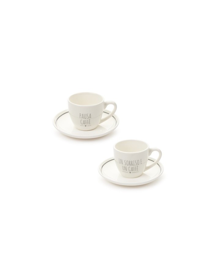 Tazza con piattino My Home con dedica 80 ml. ceramica col. bianco (il prezzo fa riferimento alla singola tazza)