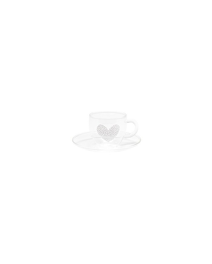 Tazzina con piattino "cuore". vetro borosilicato. 100 ml