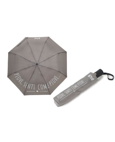 ombrello pieghevole "senti come piove". 53 cm col. grigio