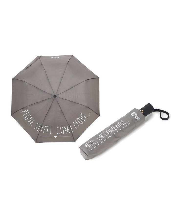 ombrello pieghevole "senti come piove". 53 cm col. grigio