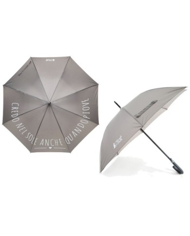 Ombrello diritto "credo nel sole anche quando piove". 58 col. grigio