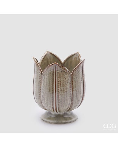 Vaso tulip. ceramica h. 19 diametro 16 col. grigio