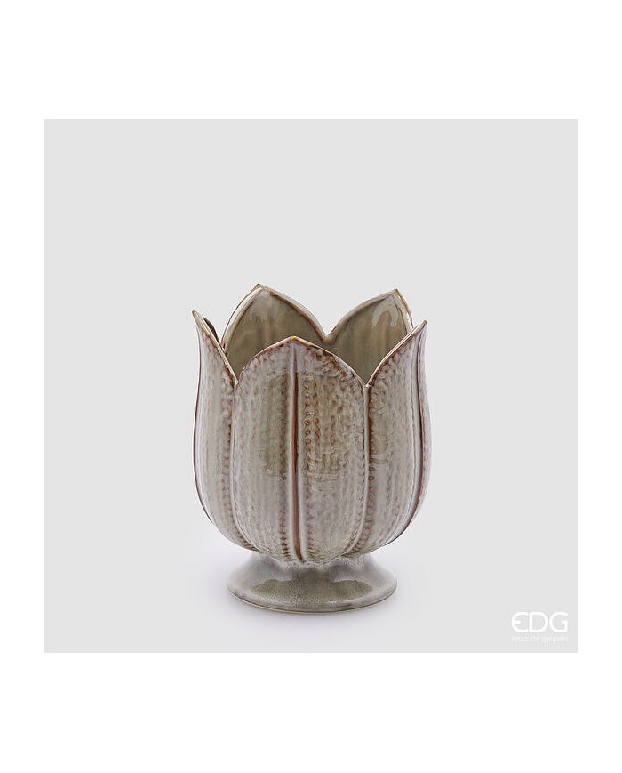 Vaso tulip. ceramica h. 19 diametro 16 col. grigio