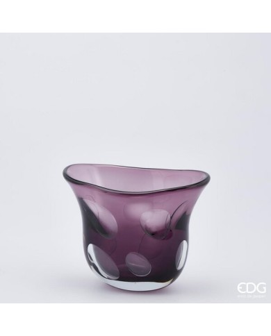 Vaso "fluxus" svasato. vetro. h. 23 col. viola.