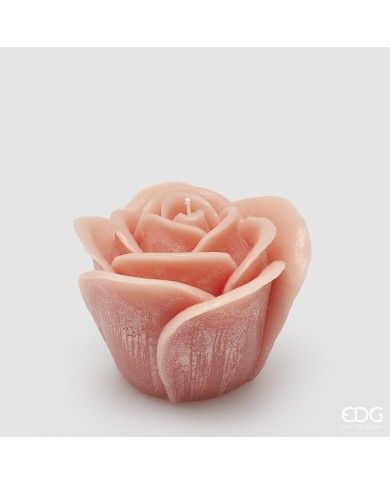 Candela "rose", cera, h. 10 cm, diam. 13 cm, col. rosa - brand: edg