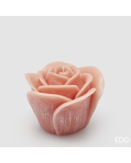 Candela "rose", cera, h. 10 cm, diam. 13 cm, col. rosa - brand: edg