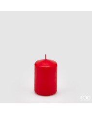 candela moccolo "classic", cera, h. 7.5 cm, diam. 5 cm, col. rosso - brand: edg