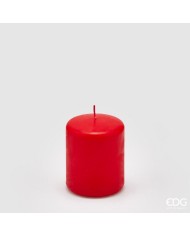 candela moccolo "classic", cera, h. 7.5 cm, diam. 6 cm, col. rosso - brand: edg