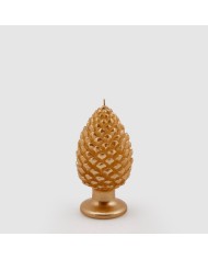 Candela "pigna" con base, cera, h.15 cm, diam. 8 cm, col. oro - brand: edg