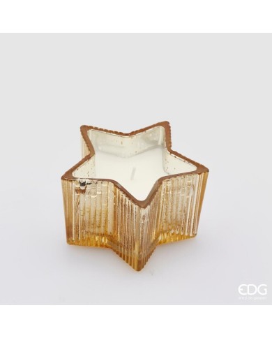 candela "stella", cera e vetro, h.6,5 cm, diam. 10,50 cm, col. ambra - brand: edg candela "stella", cera e vetro, h.6,5 cm, diam. 10,50 cm, col. ambra - brand: edg