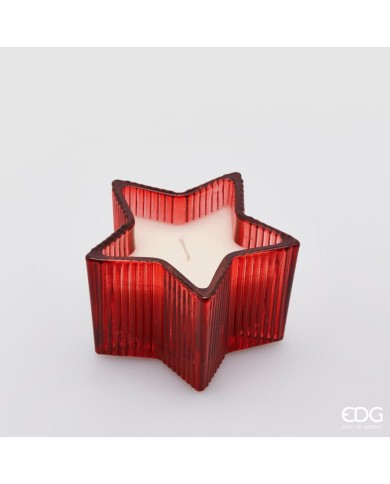 candela "stella", cera e vetro, h.6,5 cm, diam. 10,50 cm, col. rosso - brand: edg candela "stella", cera e vetro, h.6,5 cm, diam. 10,50 cm, col. rosso - brand: edg