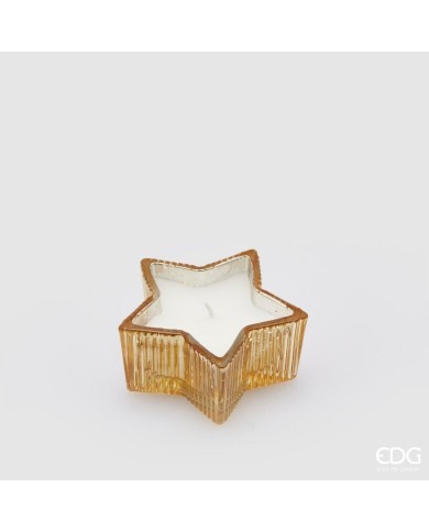 candela "stella", cera e vetro, h.4 cm, diam. 8,50 cm, col. ambra - brand: edg candela "stella", cera e vetro, h.4 cm, diam. 8,50 cm, col. ambra - brand: edg