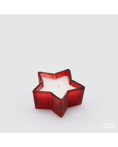 candela "stella", cera e vetro, h.4 cm, diam. 8,50 cm, col. ROSSO - brand: edg candela "stella", cera e vetro, h.4 cm, diam. 8,50 cm, col. ROSSO - brand: edg