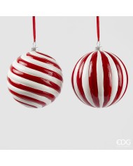 Sfera "candy ", plastica infrangibile, diam. 10 cm, col. bianco/rosso - edg (il prezzo fa riferimento al singolo pezzo)