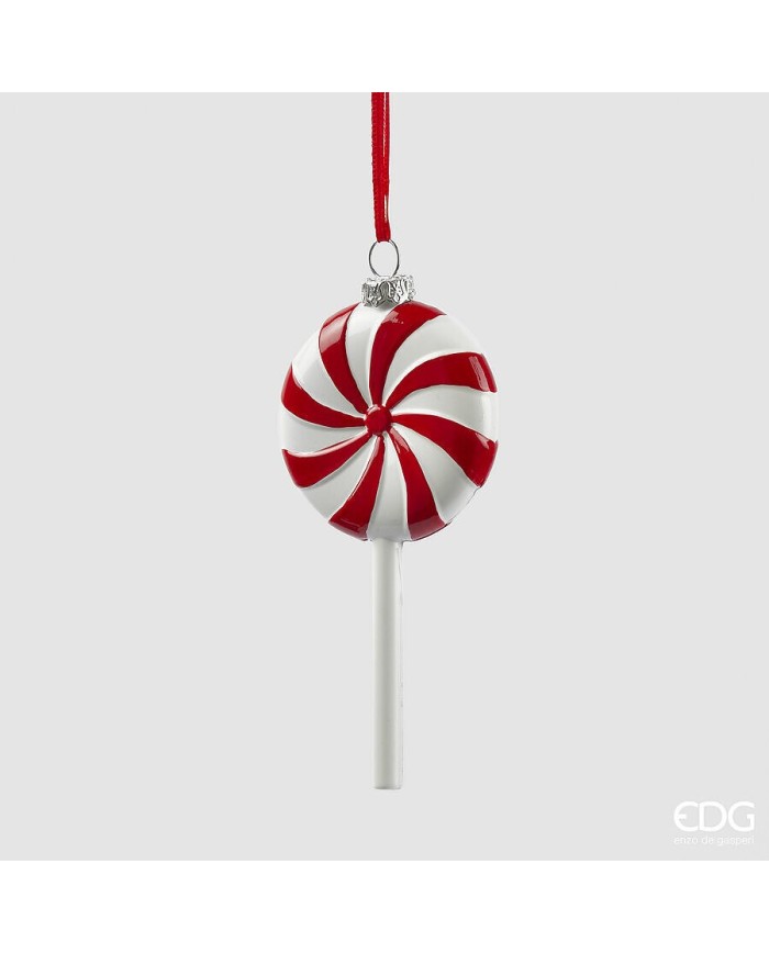 Addobbo "candy", plastica infrangibile, h. 13 cm, l. 16 cm, col. bianco/rosso - edg