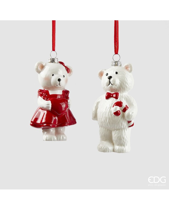 Addobbo "orso", plastica infrangibile, h. 11,5 cm, l. 5 cm, col. bianco/rosso - edg (il prezzo fa rif. al singolo pezzo)