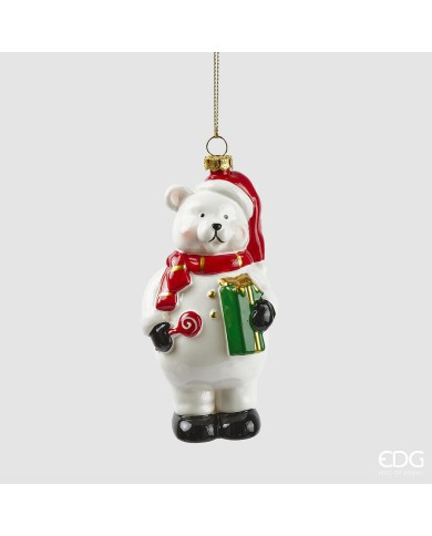 Addobbo "orso", plastica infrangibile, h. 12,5 cm, l. 6.5 cm, col. bianco/rosso - edg (il prezzo fa rif. al singolo pezzo)