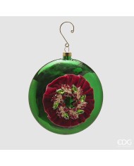 Medaglione "gemme", vetro, l. 5 cm, diam. 12 cm col. verde - edg