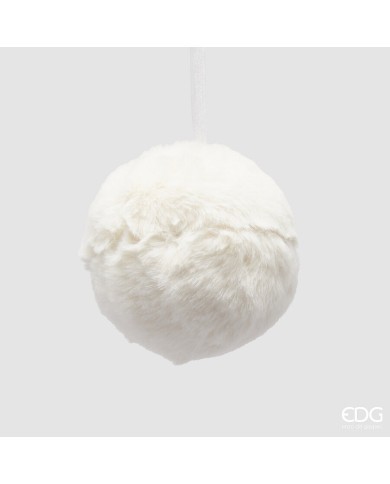 Sfera "furry", poliestere, diam. 10 cm col. bianco - edg