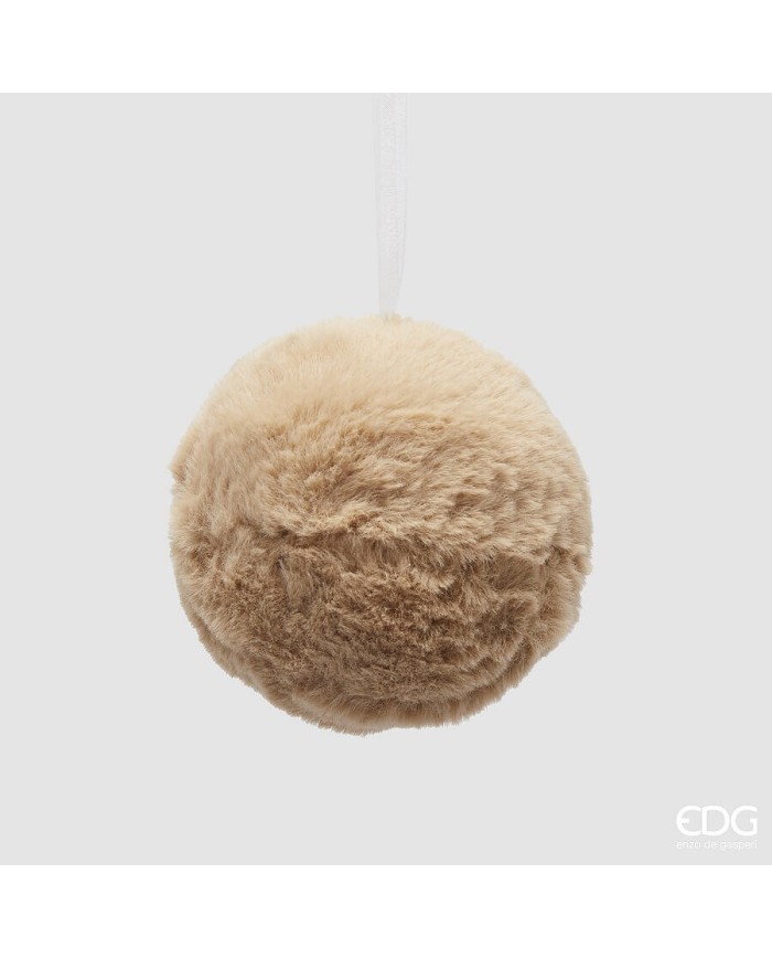 Sfera "furry", poliestere, diam. 10 cm col. nocciola - edg