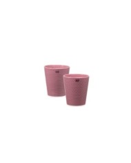 Vaso "caspò" ceramica diametro 13 cm altezza 14 cm righe/pois col. malva