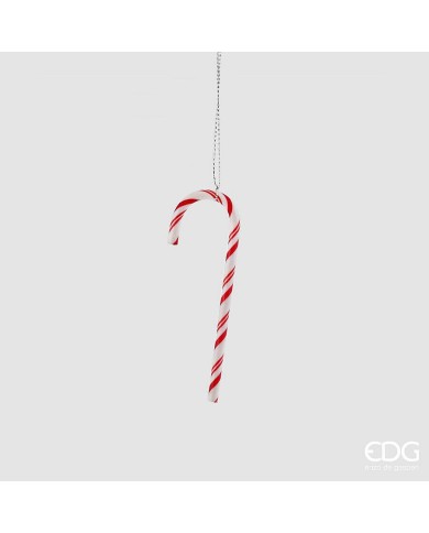 Decoro Candycane, plastica, h. 11,5 cm col. bianco/rosso- edg