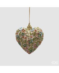 Cuore decomix, poliresina, diam. 9 cm col. mauve - edg