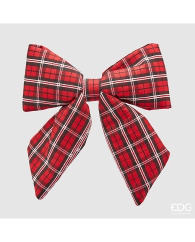 Fiocco lino "tartan", 28x36 cm col. bianco/rosso - edg