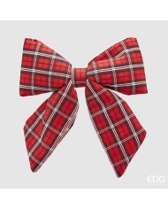 Fiocco lino "tartan", 28x36 cm col. bianco/rosso - edg