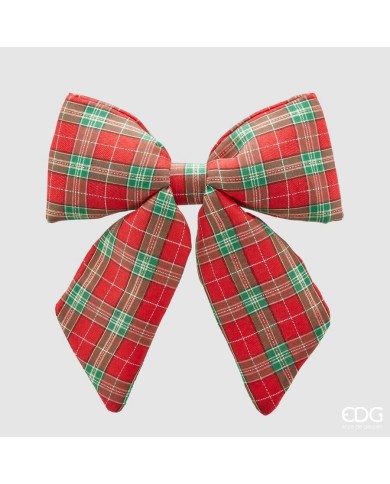 Fiocco lino "tartan", 28x36 cm col. verde rosso - edg