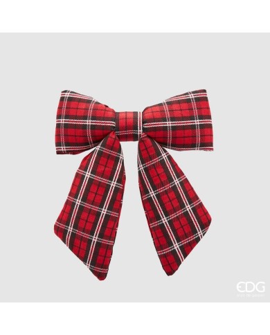 Fiocco lino "tartan", 22x26 cm col. bianco/ rosso - edg