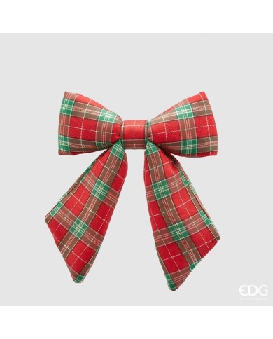 Fiocco lino "tartan", 22x26 cm col. verde rosso - edg