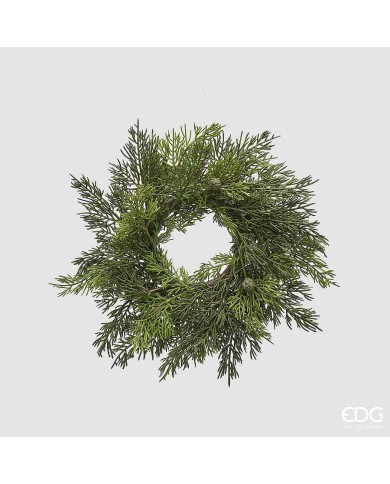 Corona "thuja", con bacche, plastica, diam. 35 cm col. vetrde - edg