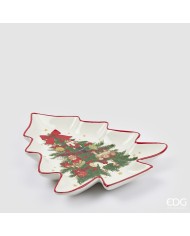 Piatto "xmas" pino, ceramica, l. 25 cm, l. 30 cm, col. verde rosso- edg