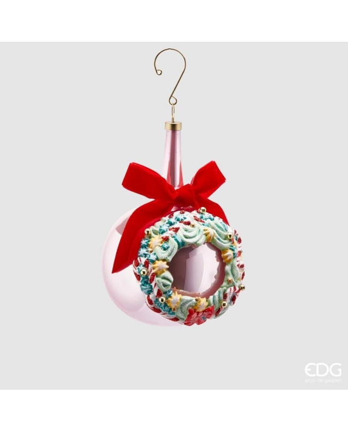 Sfera con collo "corona dolci", vetro, diam. 10 cm, col. rosa - edg