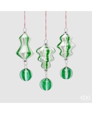 Decoro "pendente con sfera", vetro, h. 18 cm , col. verde - edg (il prezzo fa riferimento al singolo pezzo)