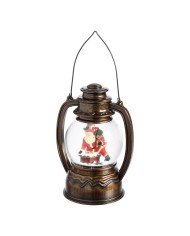 lanterna sferica brunita, glitter led, h. 19 cm