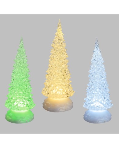 Albero acrilico glitter led ice, mix 3 diam. 10 cm, h. 27 cm (il prezzo fa riferimento al singolo pezzo )