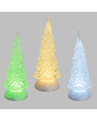 Albero acrilico glitter led ice, mix 3 diam. 10 cm, h. 27 cm (il prezzo fa riferimento al singolo pezzo )